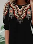 Women Ethnic Long Sleeve Tee T-shirt Crew Neck Casual Spring/Fall Tunic Top