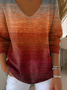 Women Abstract Long Sleeve Tee T-shirt V Neck Printing Casual Spring/Fall Top