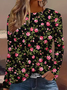 Women Floral Long Sleeve Tee T-shirt Crew Neck Printing Casual Spring/Fall Graphic Tee Top