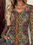 Women Floral Long Sleeve Tee T-shirt V Neck Printing Casual Spring/Fall Graphic Tee Top
