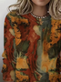 Women Abstract Long Sleeve Tee T-shirt Crew Neck Printing Casual Spring/Fall Graphic Tee Top