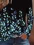 Women Leaf Long Sleeve Tee T-shirt Crew Neck Printing Casual Spring/Fall Graphic Tee Top