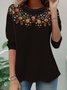 Women Floral Long Sleeve Tee T-shirt Crew Neck Casual Spring/Fall Tunic Top