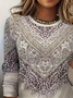 Women Abstract Long Sleeve Tee T-shirt Crew Neck Printing Casual Spring/Fall Graphic Tee Top