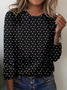 Women Polka Dots Long Sleeve Tee T-shirt Crew Neck Printing Casual Spring/Fall Graphic Tee Top