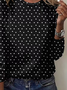 Women Polka Dots Long Sleeve Tee T-shirt Crew Neck Printing Casual Spring/Fall Graphic Tee Top