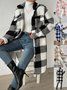Women's Plaid Winter Outerwear Casual Printing Mid-long Shawl Collar Overcoat