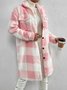 Women's Plaid Winter Outerwear Casual Printing Mid-long Shawl Collar Overcoat