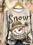 Women Christmas Snowman Crew Neck Printing Casual Spring/Fall Long Sleeve Sweatshirt