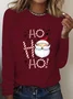Women Santa Claus Long Sleeve Tee T-shirt Crew Neck Printing Casual Spring/Fall Graphic Tee Top