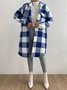 Women's Plaid Winter Outerwear Casual Printing Mid-long Shawl Collar Overcoat