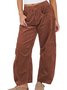 Women Plain Long Elastic Waist Pants Casual Spring/Fall Trousers