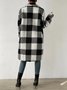 Women's Plaid Winter Outerwear Casual Printing Mid-long Shawl Collar Overcoat