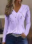 Women Polka Dots Long Sleeve Tee T-shirt V Neck Printing Casual Spring/Fall Graphic Tee Top