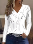 Women Polka Dots Long Sleeve Tee T-shirt V Neck Printing Casual Spring/Fall Graphic Tee Top