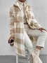Women's Plaid Winter Outerwear Casual Printing Mid-long Shawl Collar Overcoat
