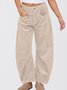 Women Plain Long Elastic Waist Pants Casual Spring/Fall Trousers