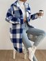 Women's Plaid Winter Outerwear Casual Printing Mid-long Shawl Collar Overcoat