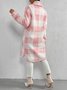 Women's Plaid Winter Outerwear Casual Printing Mid-long Shawl Collar Overcoat