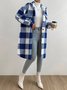 Women's Plaid Winter Outerwear Casual Printing Mid-long Shawl Collar Overcoat