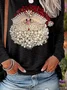 Women Santa Claus Long Sleeve Tee T-shirt Crew Neck Printing Casual Spring/Fall Graphic Tee Top