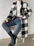 Women's Plaid Winter Outerwear Casual Printing Mid-long Shawl Collar Overcoat