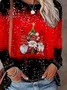 Women Christmas Long Sleeve Tee T-shirt Crew Neck Printing Casual Spring/Fall Graphic Tee Top