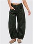 Women Plain Long Elastic Waist Pants Casual Spring/Fall Trousers