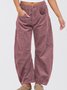Women Plain Long Elastic Waist Pants Casual Spring/Fall Trousers