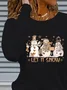 Women Christmas Snowman Long Sleeve Tee T-shirt Crew Neck Printing Casual Spring/Fall Graphic Tee Top