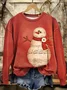 Women Christmas Snowman Crew Neck Printing Casual Spring/Fall Long Sleeve Sweatshirt
