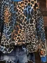 Women Leopard Crew Neck Printing Casual Spring/Fall Long Sleeve Sweatshirt