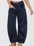 Women Plain Long Elastic Waist Pants Casual Spring/Fall Trousers