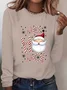 Women Santa Claus Long Sleeve Tee T-shirt Crew Neck Printing Casual Spring/Fall Graphic Tee Top