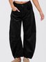 Women Plain Long Elastic Waist Pants Casual Spring/Fall Trousers