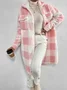 Women's Plaid Winter Outerwear Casual Printing Mid-long Shawl Collar Overcoat