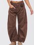Women Plain Long Elastic Waist Pants Casual Spring/Fall Trousers