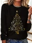 Women Christmas Long Sleeve Tee T-shirt Crew Neck Printing Casual Spring/Fall Graphic Tee Top