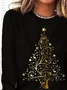 Women Christmas Long Sleeve Tee T-shirt Crew Neck Printing Casual Spring/Fall Graphic Tee Top