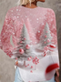 Women Christmas Long Sleeve Tee T-shirt V Neck Printing Casual Spring/Fall Graphic Tee Top