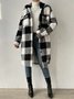 Women's Plaid Winter Outerwear Casual Printing Mid-long Shawl Collar Overcoat