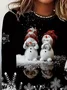 Women Christmas Snowman Long Sleeve Tee T-shirt Crew Neck Printing Casual Spring/Fall Graphic Tee Top