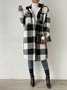 Women's Plaid Winter Outerwear Casual Printing Mid-long Shawl Collar Overcoat