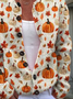 Women Maple Leaf Printing Long Sleeve Crew Neck Vintage Spring/Fall Cardigan Outerwear