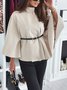 Women's Autumn Outerwear Casual Split Joint Dolman Sleeve Plain Stand Collar Cape Coat