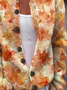 Women Maple Leaf Printing Long Sleeve Crew Neck Vintage Spring/Fall Cardigan Outerwear
