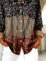 Women Floral Long Sleeve Shirt Spring/Fall Buckle Shirt Collar Regular Sleeve Daily Casual Top