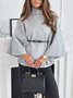 Women's Autumn Outerwear Casual Split Joint Dolman Sleeve Plain Stand Collar Cape Coat