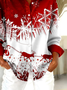 Women Christmas Long Sleeve Shirt Spring/Fall Buckle Shirt Collar Regular Sleeve Daily Casual Top