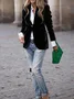 Women Plain Spring/Fall Outerwear Vintage Split Joint Long Sleeve Lapel Collar Regular Blazer